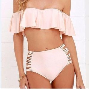 Sexy off the shoulder high waisted bikini set